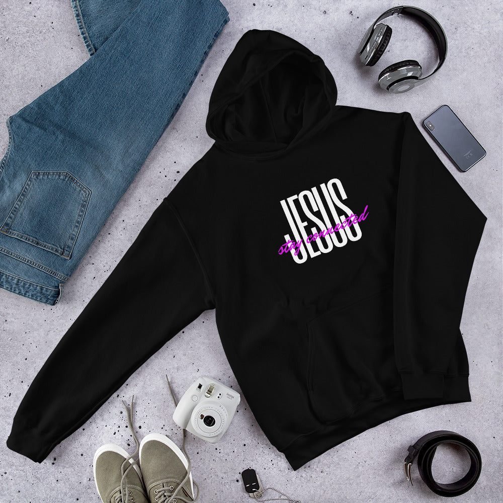 "Stay Connected" Unisex Hoodie (White/Pink) (2 Color Options)