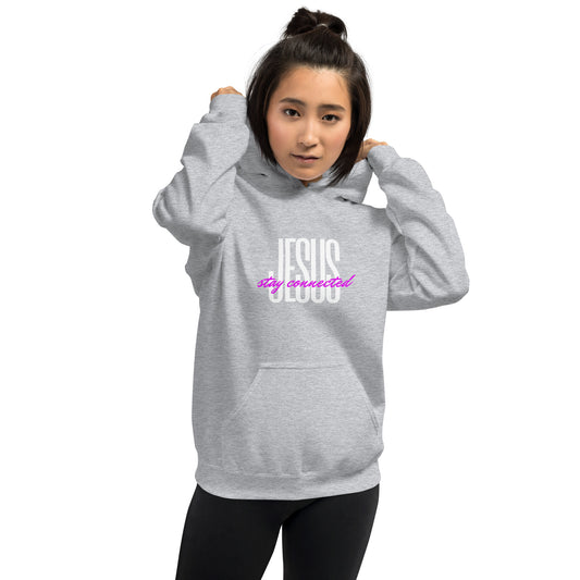 "Stay Connected" Unisex Hoodie (White/Pink) (2 Color Options)