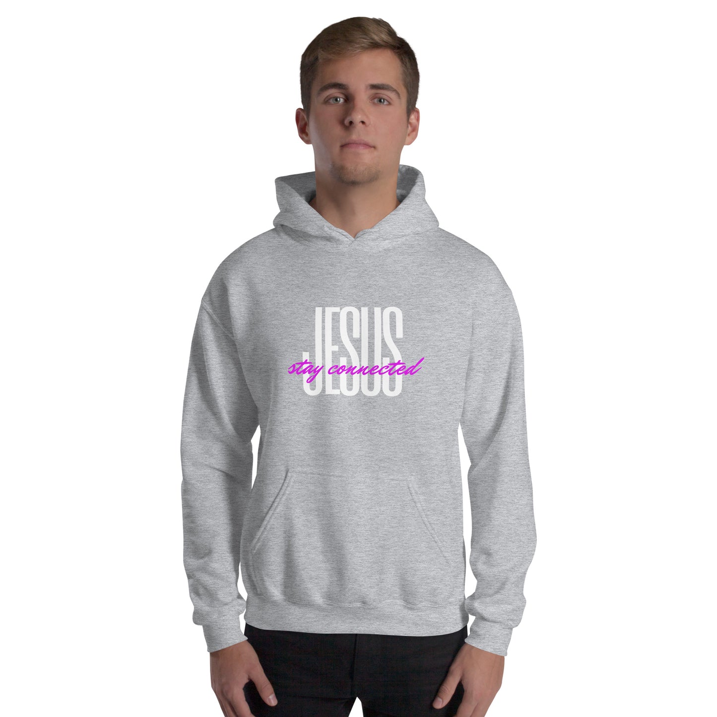 "Stay Connected" Unisex Hoodie (White/Pink) (2 Color Options)