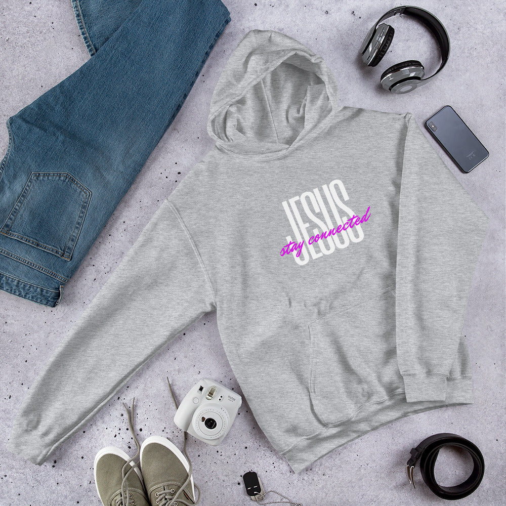 "Stay Connected" Unisex Hoodie (White/Pink) (2 Color Options)