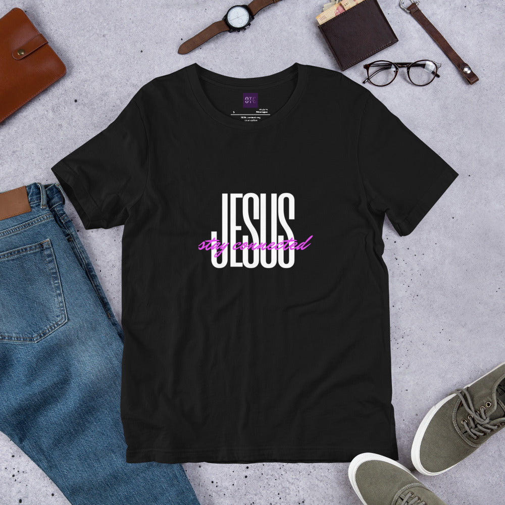"Stay Connected" Unisex T-shirt (White/Pink)