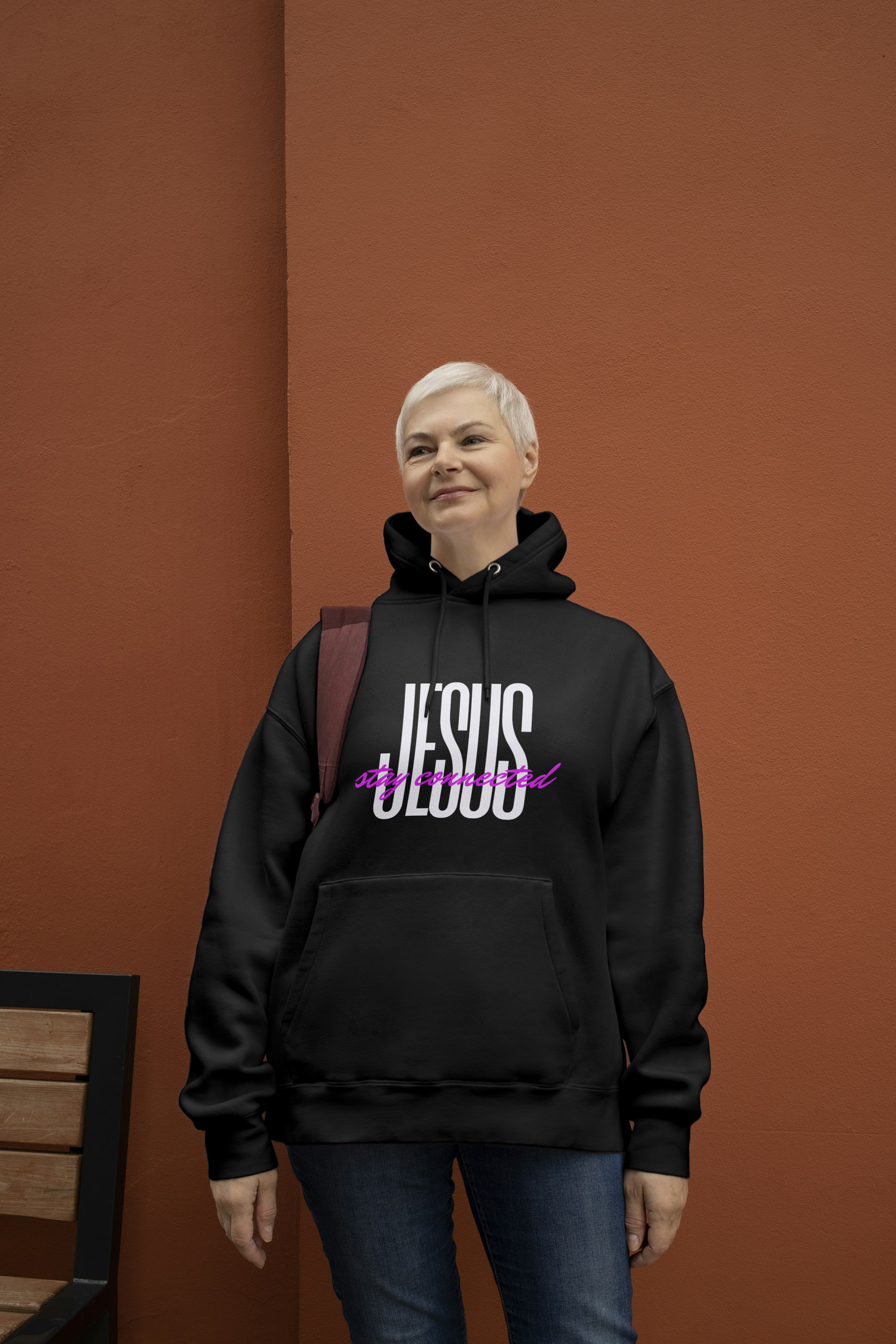 "Stay Connected" Unisex Hoodie (White/Pink) (2 Color Options)