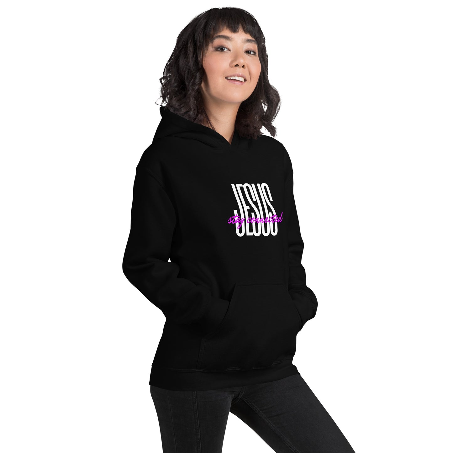 "Stay Connected" Unisex Hoodie (White/Pink) (2 Color Options)